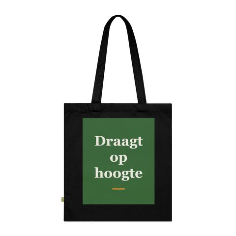 Tote bag met tekst “Draagt op hoogte” — cadeau voor een piloot