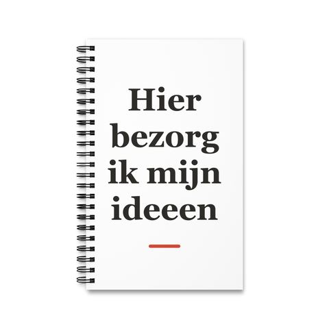Notitieboek met tekst “Hier bezorg ik mijn ideeen” — cadeau voor een postbode