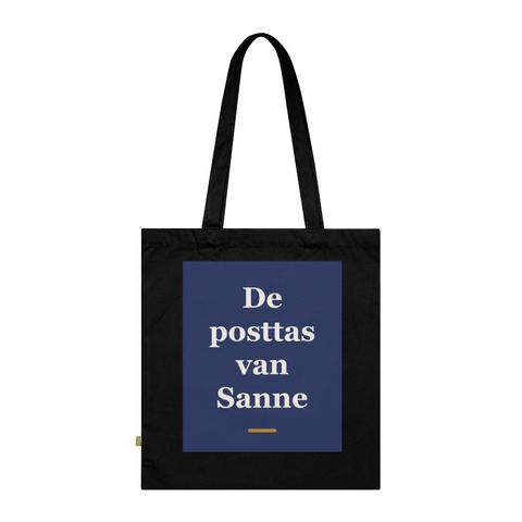 Tote bag met tekst “De posttas van Sanne” — cadeau voor een postbode