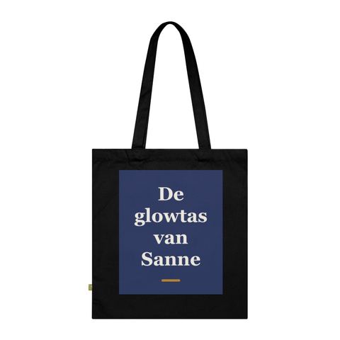 Tote bag met tekst “De glowtas van Sanne” — cadeau voor een schoonheidsspecialiste