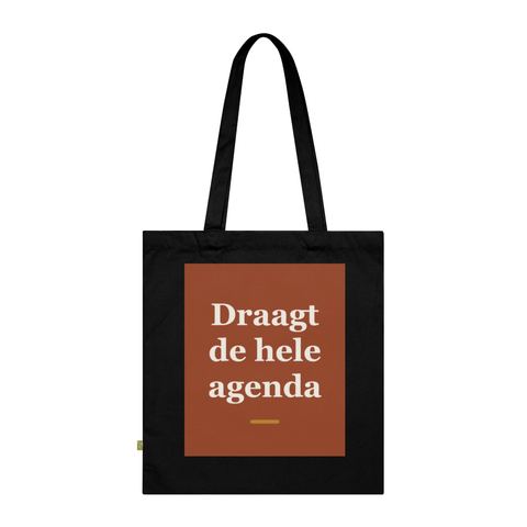 Tote bag met tekst “Draagt de hele agenda” — cadeau voor een secretaresse