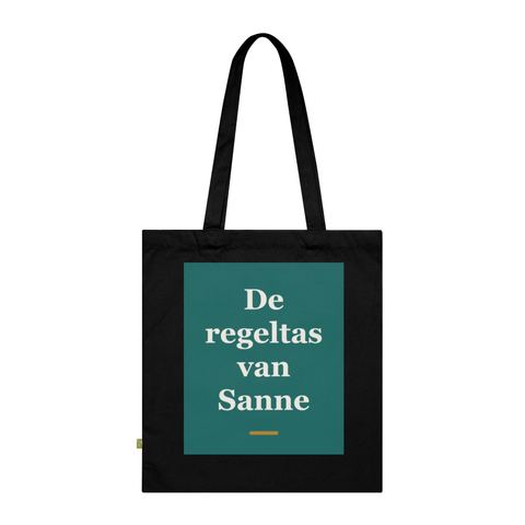 Tote bag met tekst “De regeltas van Sanne” — cadeau voor een secretaresse