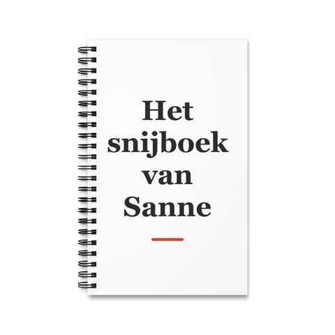 Notitieboek met tekst “Het snijboek van Sanne” — cadeau voor een slager