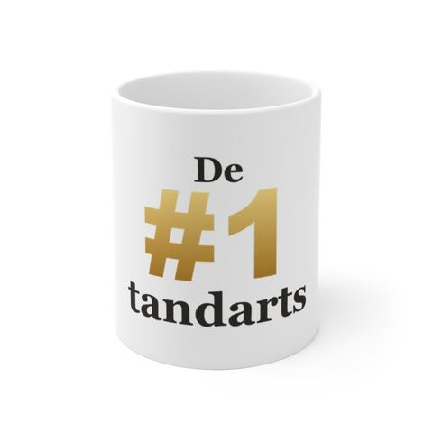 Mok met tekst “De #1 tandarts” — cadeau voor een tandarts