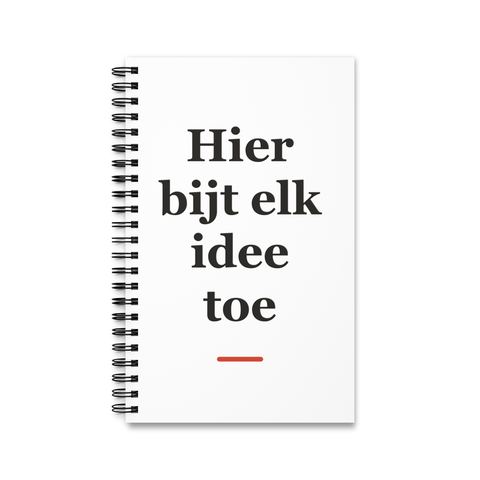 Notitieboek met tekst “Hier bijt elk idee toe” — cadeau voor een visser