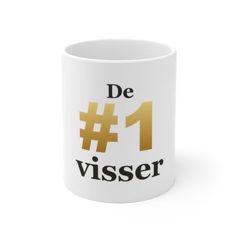 Mok met tekst “De #1 visser” — cadeau voor een visser
