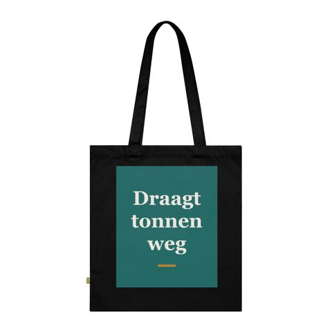 Tote bag met tekst “Draagt tonnen weg” — cadeau voor een vrachtwagenchauffeur