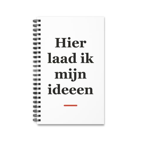 Notitieboek met tekst “Hier laad ik mijn ideeen” — cadeau voor een vrachtwagenchauffeur
