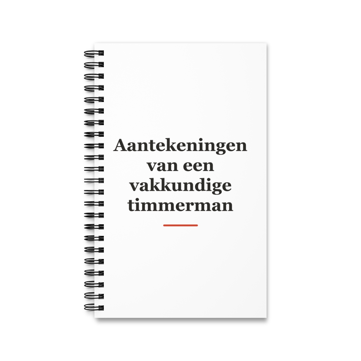 Notitieboek met tekst “Aantekeningen van een vakkundige timmerman” — cadeau voor een timmerman