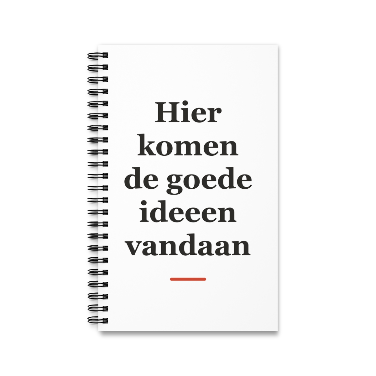 Notitieboek met tekst “Hier komen de goede ideeen vandaan” — cadeau voor een timmerman