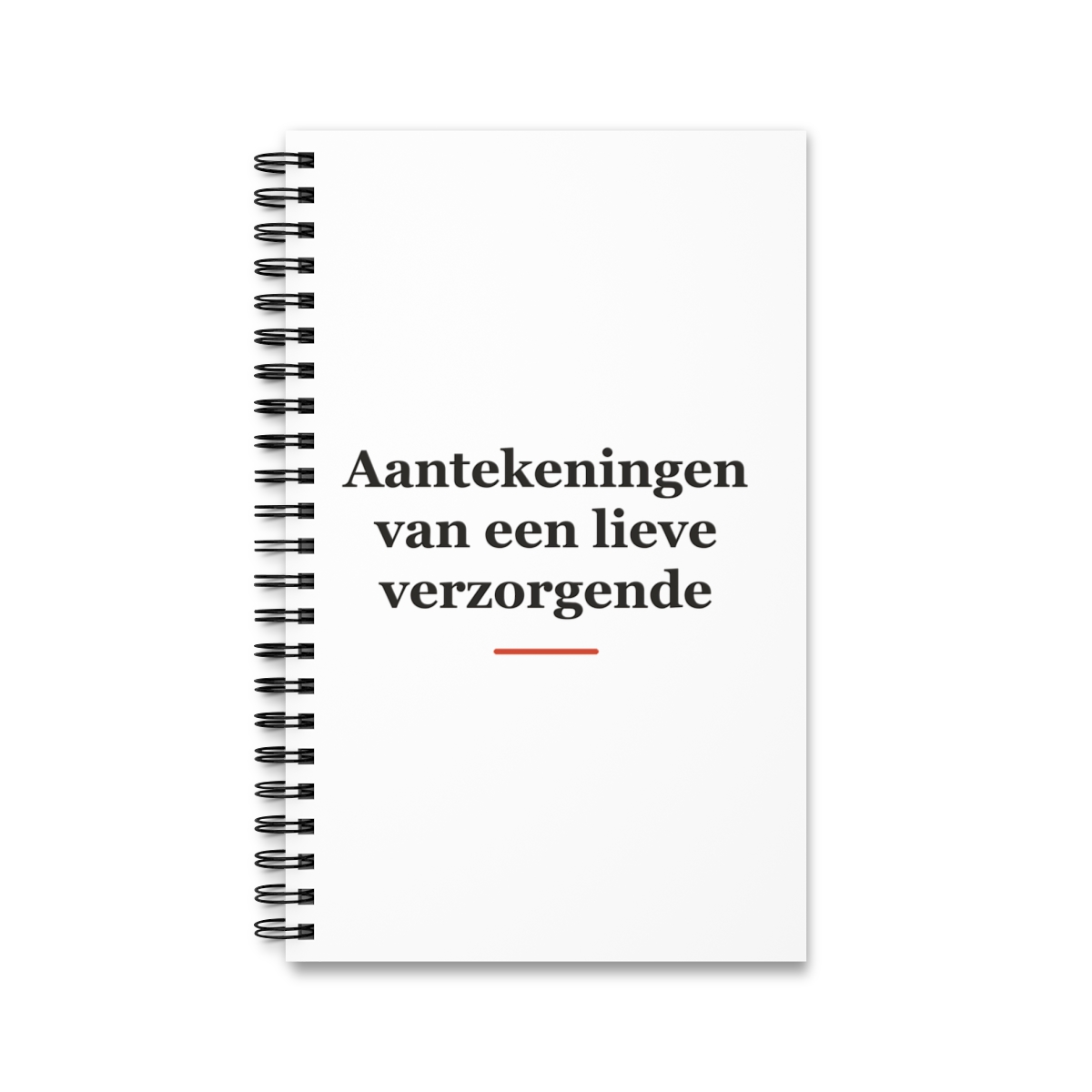 Notitieboek met tekst “Aantekeningen van een lieve verzorgende” — cadeau voor een verzorgende