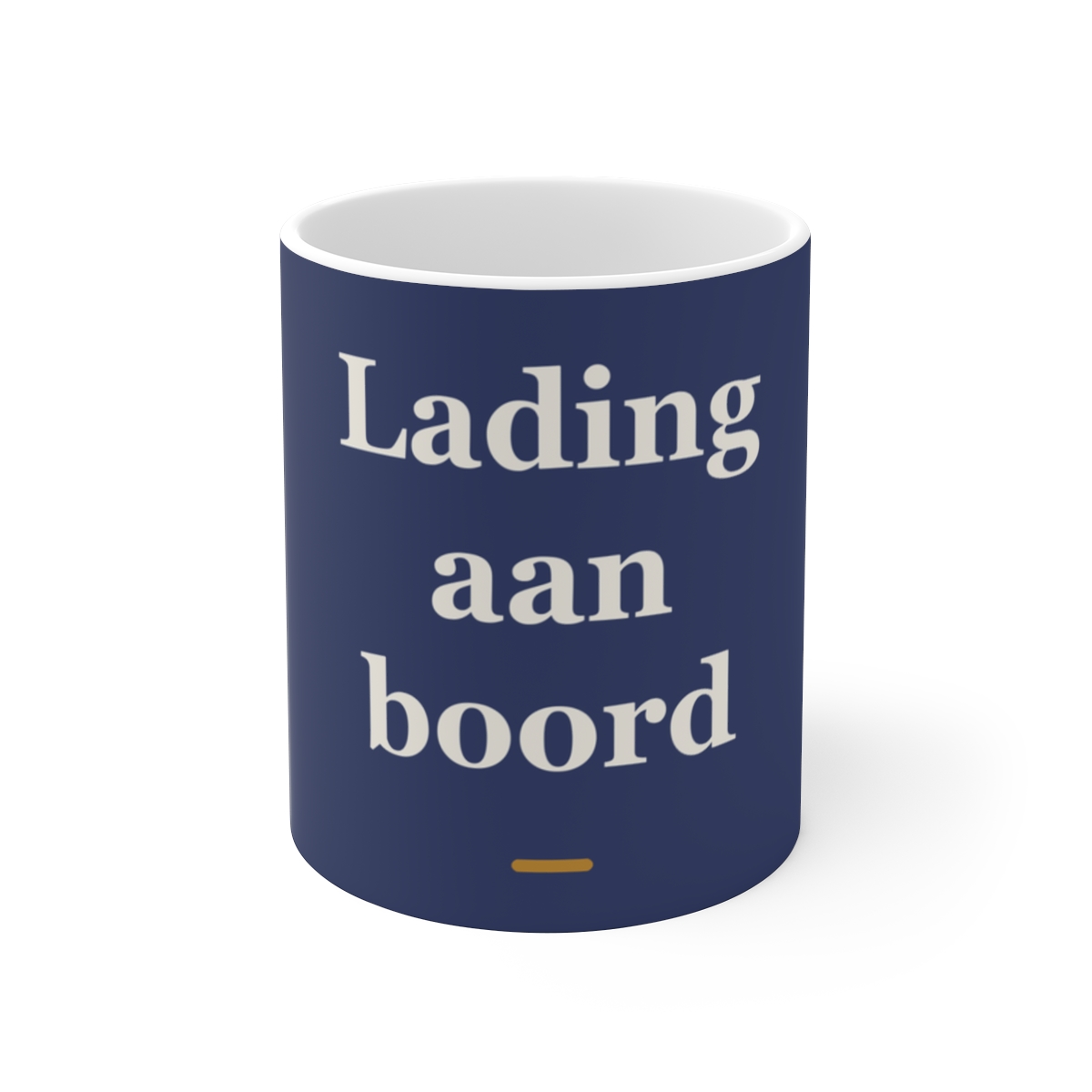 Mok met tekst “Lading aan boord” — cadeau voor een vrachtwagenchauffeur